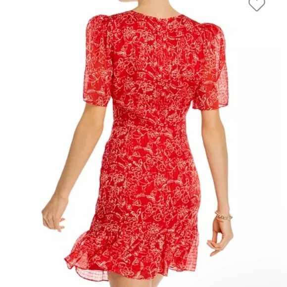 Parker Krislyn Silk Printed Ruched Mini Dress Size 2 - Picture 2 of 9